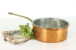 Italian Farmhouse Vintage Solid Hammered Copper Large Pot or  Kettle#38144