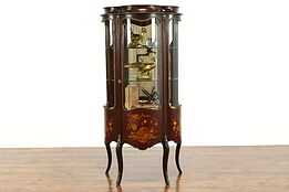 Mahogany and Satinwood Inlay Curved Glass Curio China Cabinet Revell & Co #38269
