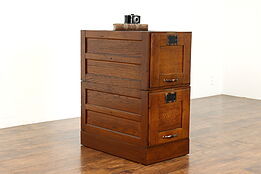 Arts & Crafts Mission Oak Antique 2 Stack Office File Cabinet, Walker #38414