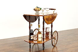 Italian Rosewood Marquetry Vintage Beverage, Dessert or Bar Cart #38463