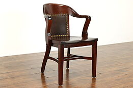 Traditional Antique Leather Back Banker, Office or Desk Chair, Andrews #38680
