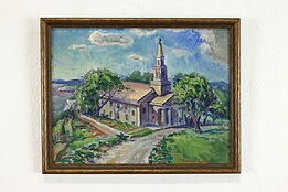 Principia College Chapel Scene Original Vintage Oil Painting Tandler 15" #38911