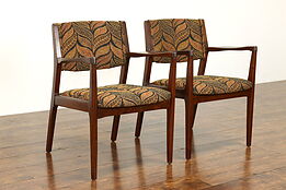 Pair of Midcentury Modern Walnut Dining, Office or Library Chairs #38984