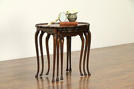 Set of 3 Antique Scandinavian Nesting Tables, Rosewood Marquetry Tops #32132