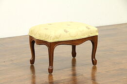French Style Carved Ash Footstool, New Upholstery #32144