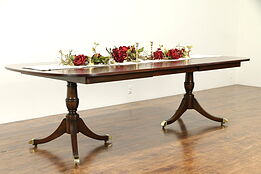 Traditional Banded Mahogany 8' Vintage Dining Table, 2 Leaves #32230