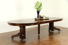 Craftsman Oak Quarter Sawn Antique 54" Round Dining Table, Extends 10' #32330
