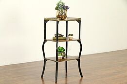Rosewood Marquetry Antique French Stand or Side Table, Brass Galleries #32361