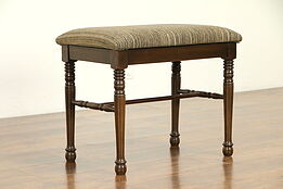Traditional Maple Antique Bench, New Upholstery #32402