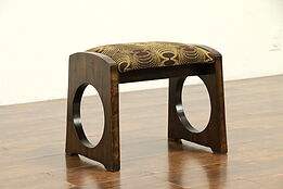 Art Deco 1930's Vintage Stool or Bench, New Upholstery #32403