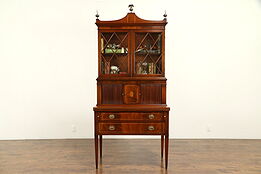 Traditional Federal Style Mahogany Vintage Secretary Desk & Bookcase #32482