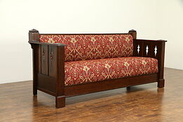 Arts & Crafts Mission Oak Antique Craftsman Sofa, New Upholstery #32516
