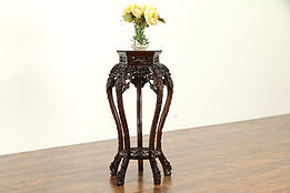Chinese Antique Rosewood Plant Stand or Sculpture Pedestal, Marble #32602