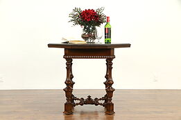 Tudor Octagonal Antique Walnut Hall Center or Lamp Table, Kittinger #32687