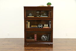 Oak 3 Stack Antique Lawyer Bookcase, Forest City of Rockford #32778