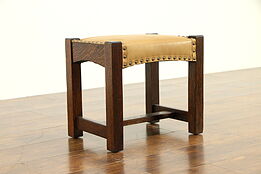 Arts & Crafts MIssion Oak Leather Craftsman Footstool or Bench #32788