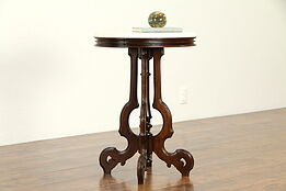 Oval Victorian Antique Nightstand, Parlor, End Table w Marble Top  #32795