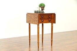 Curly Birch & Walnut Antique Pembroke Dropleaf End Table or Nightstand #32805