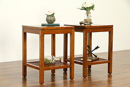 Craftsman Pair of Cherry Nightstands, Lamp or End Tables, Stickley 1999  #32837