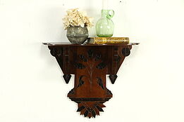 Victorian Eastlake Antique Carved Walnut Clock or Wall Shelf  #32880
