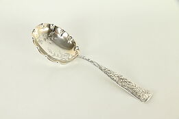 Victorian Antique Embossed Sterling Silver Serving Spoon, M. Scooler #33110