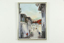 Cusco Peru Street Scene Vintage Painting Signed "Sel Guero" #33322