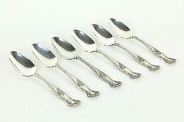 Set of 6 Grapevine Motif Victorian Antique Silverplate Tea Spoons, Rogers #33496