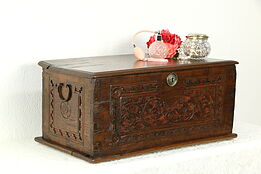 Chestnut Hand Carved Antique French Wedding Chest #33516