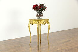 Gold Leaf French Antique Lamp Table with Onyx Top #33790