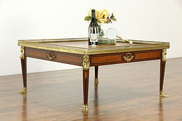 Regency Style Vintage Coffee Table Rosewood Marquetry Brass Mounts #33860