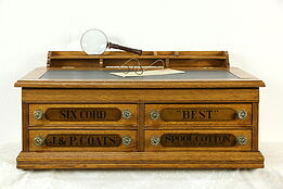 Victorian Oak Antique J.P. Coats Spool Cabinet, Desk or Jewelry Chest #33817