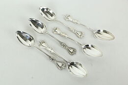 Towle Old Colonial Set of 6 Sterling Silver 5 5/8" & 5 7/8" Tea Spoons  #34469