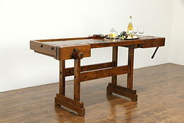 Carpenter Salvage Antique Workbench, Kitchen Island, Wine & Cheese Table #34165