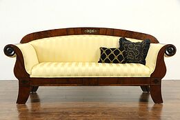 Empire Classical Antique 1830 Scandinavian Sofa, New Upholstery #33845