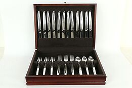 Set for 12 Midcentury Modern Towle Contour Sterling Silver Flatware 48 Pc #33891