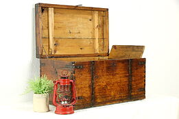 Country Pine Farmhouse Child Size Scandinavian Chest or Trunk, Signed #34568