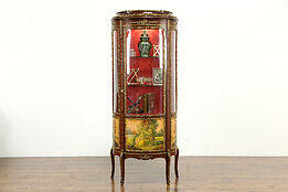 Louis XV French Design Vintage Vitrine or Curio Cabinet, Hand Painted #34527