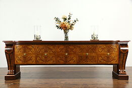 Inlaid Marquetry Italian Vintage Bar Cabinet Credenza Sideboard or Buffet #34741