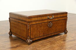 Marquetry Inlaid & Carved Vintage Trunk, Blanket Chest or Coffee Table #34963