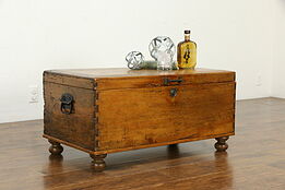 Country Pine Farmhouse Antique Trunk or Chest, Hand Cut Dovetails #34753