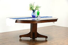 Mission Oak Arts & Crafts 52" Craftsman Antique Dining Table, 2 Leaves #34923