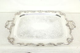 Silverplate Vintage Engraved 27 1/2" Serving Tray with Handles, WSB #35164