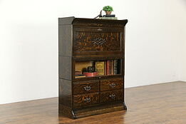 Oak Quarter Sawn Antique Stacking Lawyer Office Bookcase & Desk, GRM #34034
