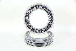 Wedgwood Cobalt Blue Florentine Dragon Pattern Set of 10 Salad Plates 8" #35566