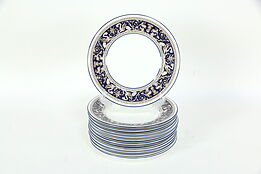 Wedgwood Cobalt Blue Florentine Pattern Set of 12 Salad, Bread 6" Plates #35567