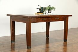 Craftsman Antique Quarter Sawn Oak Arts & Crafts Library Table or Desk #34086