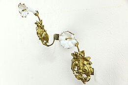 Victorian Antique Pair of Drapery or Curtain Tie Backs, White Blown Glass #35808
