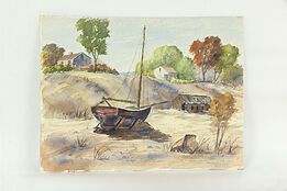 Sailboat & Winter Original Watercolor Paintings, Rupert Lovejoy 20" #35854