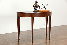 Mahogany Demilune Half Round Vintage Server or Hall Console Table #35949