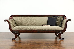 Empire or Biedermeier Antique Carved Scandinavian Sofa, New Upholstery #33711